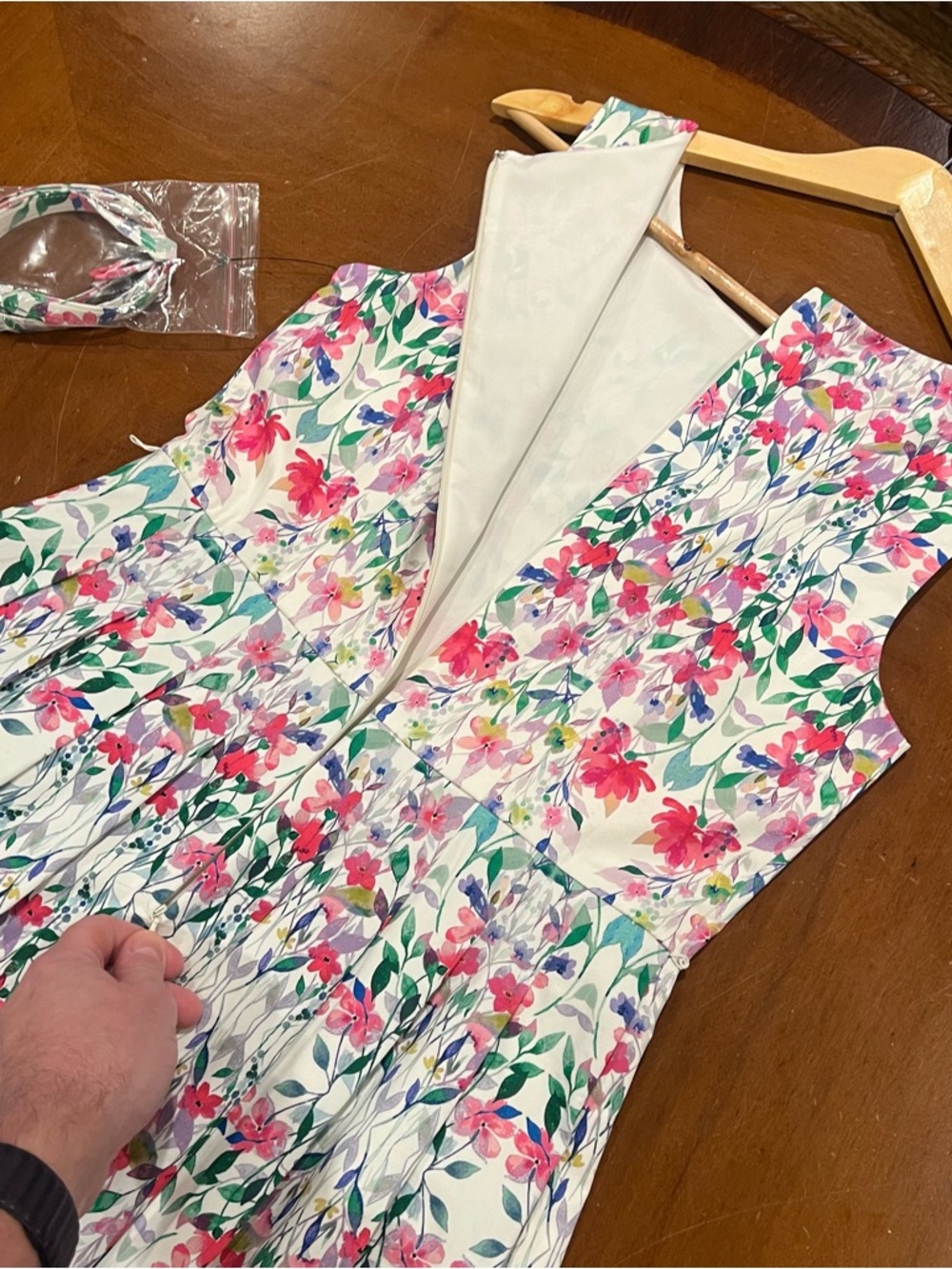 NWT Talbots Petites Garden Floral Belted Fit and Flare Dress 8P Sleeveless - Picture 9 of 16